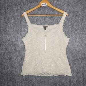 Apt 9 Ivory Lace Trim Cami Tank Top XL Stretch Y2K Romantic Coquette Soft Girl